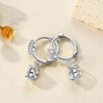 GRA Moissanite Flower Hoop Earrings – 925 Silver