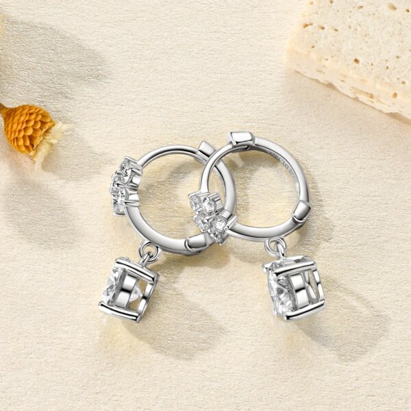 GRA Moissanite Flower Hoop Earrings – 925 Silver