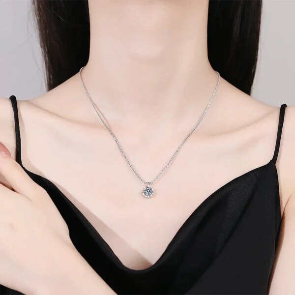 2CT Moissanite Necklace – 925 Silver, Certified Pendant