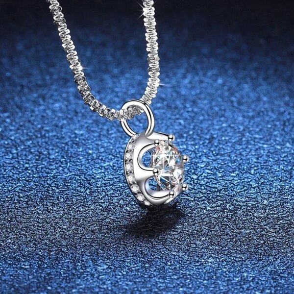 2CT Moissanite Necklace – 925 Silver, Certified Pendant