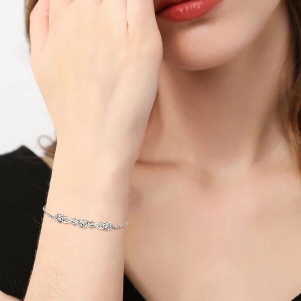 1.5CTW Moissanite Infinity Bracelet – 18K Gold Plated, 925 Silver
