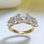 3.6CTW Moissanite 5-Stone Ring – 925 Silver, GRA Certified