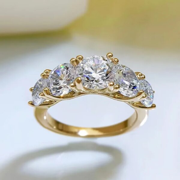 3.6CTW Moissanite 5-Stone Ring – 925 Silver, GRA Certified