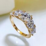 3.6CTW Moissanite 5-Stone Ring – 925 Silver, GRA Certified