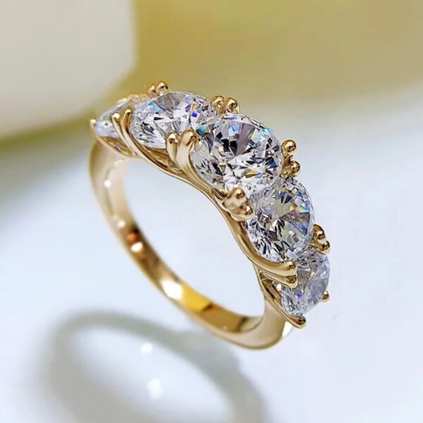 3.6CTW Moissanite 5-Stone Ring – 925 Silver, GRA Certified