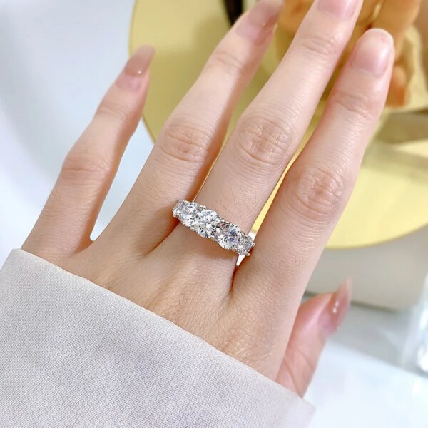 3.6CTW Moissanite 5-Stone Ring – 925 Silver, GRA Certified