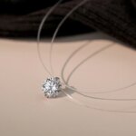 Solitaire Moissanite Pendant – 0.5ct/1ct/2ct, Invisible Chain