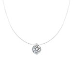 Solitaire Moissanite Pendant – 0.5ct/1ct/2ct, Invisible Chain
