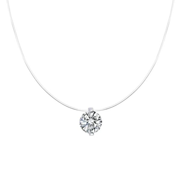 Solitaire Moissanite Pendant – 0.5ct/1ct/2ct, Invisible Chain