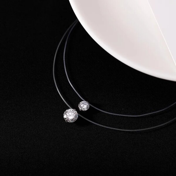 Solitaire Moissanite Pendant – 0.5ct/1ct/2ct, Invisible Chain