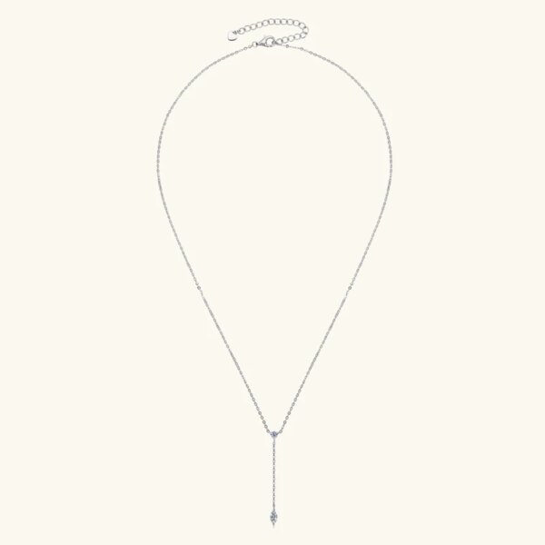 Moissanite Y-Shape Necklace – Marquise & Round Cut, 925 Silver