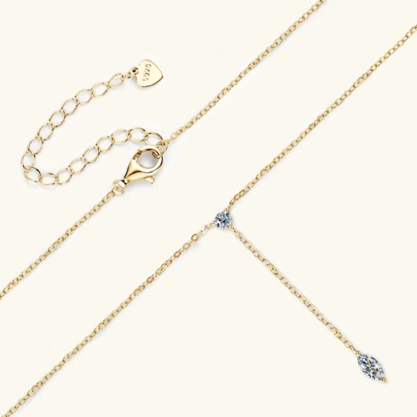 Moissanite Y-Shape Necklace – Marquise & Round Cut, 925 Silver