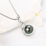 Tahitian Black Pearl & Moissanite Infinity Necklace – 925 Silver