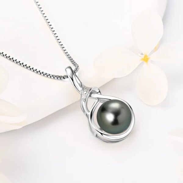 Tahitian Black Pearl & Moissanite Infinity Necklace – 925 Silver