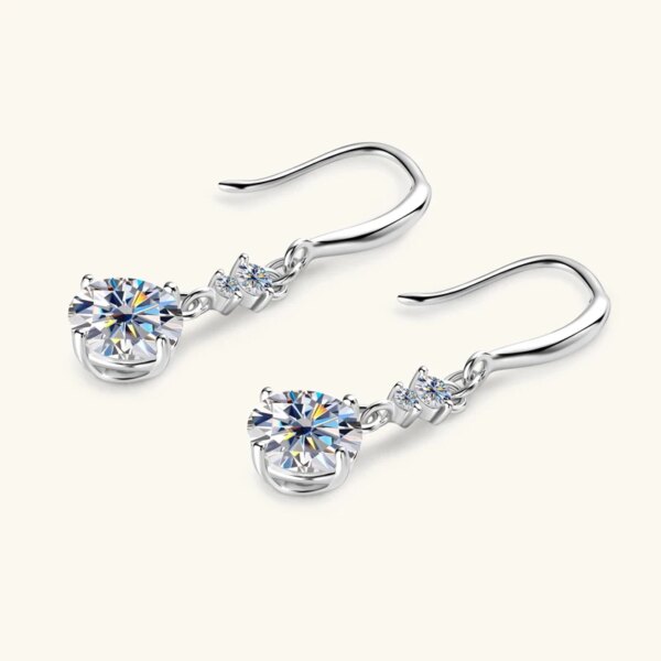 6.5mm D Color Moissanite Hook Earrings – 925 Silver