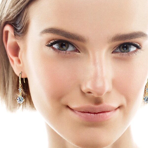 6.5mm D Color Moissanite Hook Earrings – 925 Silver