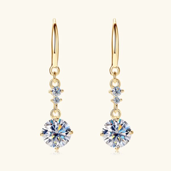 6.5mm D Color Moissanite Hook Earrings – 925 Silver