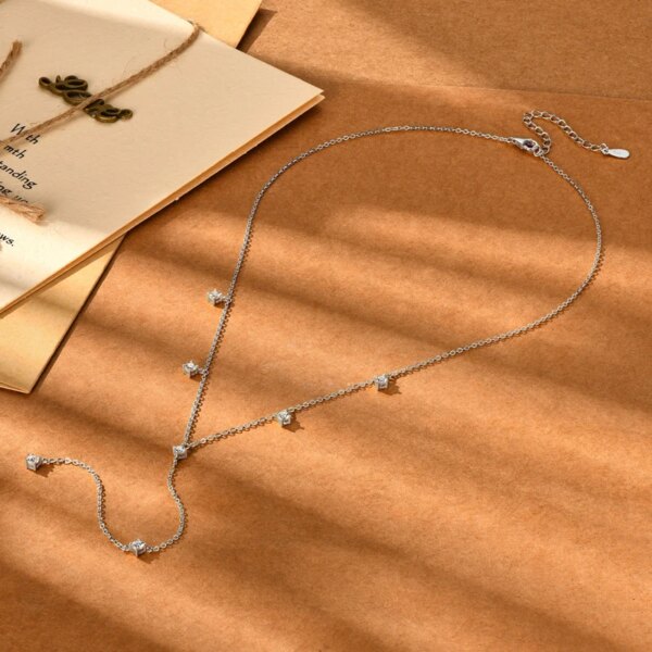3mm Moissanite Y-Shape Tassel Necklace – 925 Silver