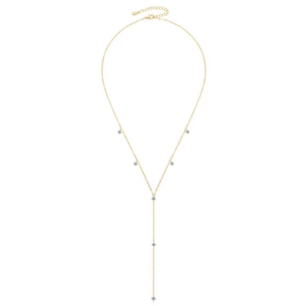 3mm Moissanite Y-Shape Tassel Necklace – 925 Silver