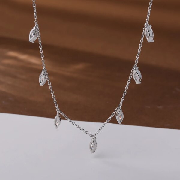 0.3CT Marquise Moissanite Halskjede – 925 Sølv, GRA-sertifisert