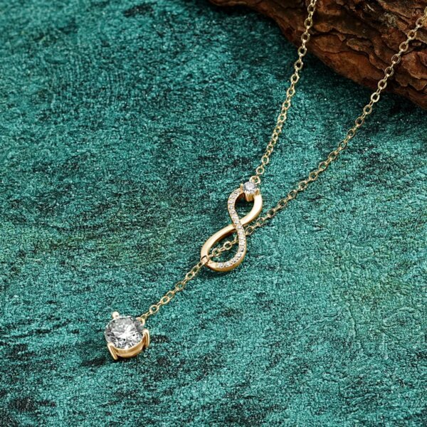 Anziw Infinity Moissanite Necklace – 925 Silver, D Color, Y-Shape