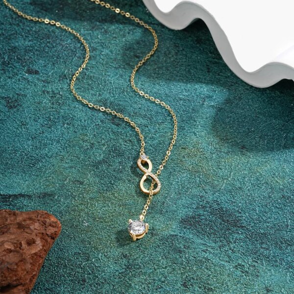 Anziw Infinity Moissanite Necklace – 925 Silver, D Color, Y-Shape