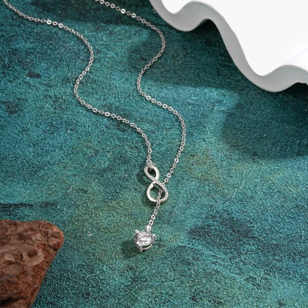 Anziw Infinity Moissanite Necklace – 925 Silver, D Color, Y-Shape