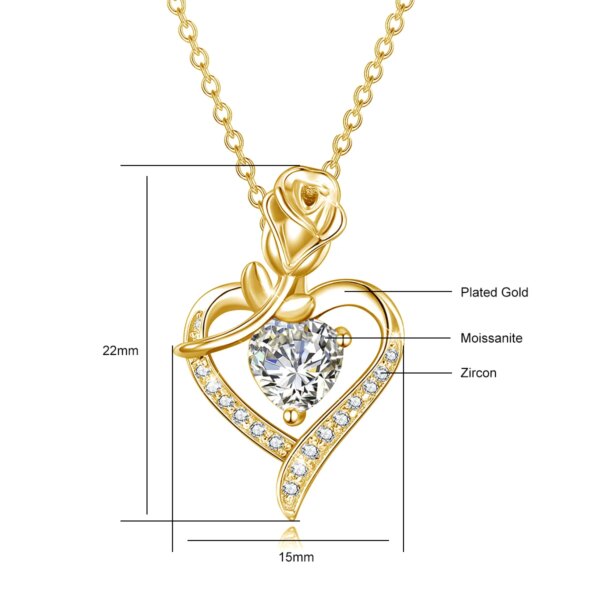 Szjinao Rose Heart Moissanite Necklace – 925 Silver