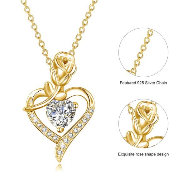 Szjinao Rose Heart Moissanite Necklace – 925 Silver