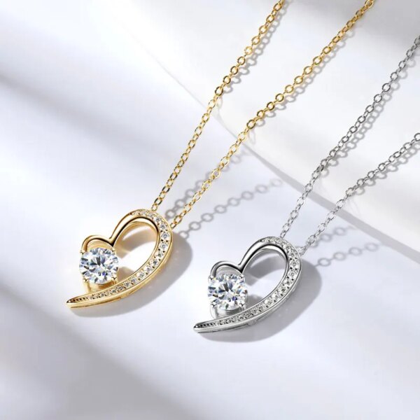 Lnngy Heart Pendant Moissanite Necklace – 6.5mm, 925 Silver