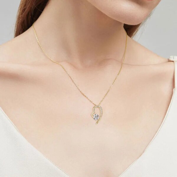 Lnngy Heart Pendant Moissanite Necklace – 6.5mm, 925 Silver