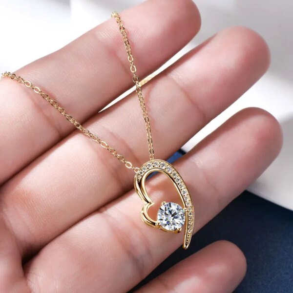 Lnngy Heart Pendant Moissanite Necklace – 6.5mm, 925 Silver