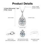 IOGOU 2.0ct Pear Cut Moissanite Pendant – Adjustable 925 Silver Chain