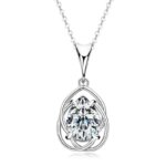 IOGOU 2.0ct Pear Cut Moissanite Pendant – Adjustable 925 Silver Chain