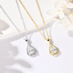 IOGOU 2.0ct Pear Cut Moissanite Pendant – Adjustable 925 Silver Chain