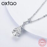 OXTAO 7x10mm 2.0ct Water Drop Moissanite Necklace – Adjustable, 925 Silver