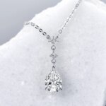 OXTAO 7x10mm 2.0ct Water Drop Moissanite Necklace – Adjustable, 925 Silver