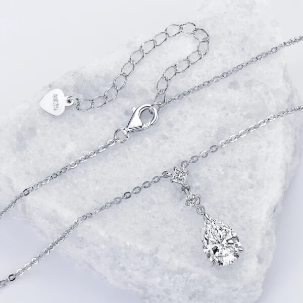 OXTAO 7x10mm 2.0ct Water Drop Moissanite Necklace – Adjustable, 925 Silver