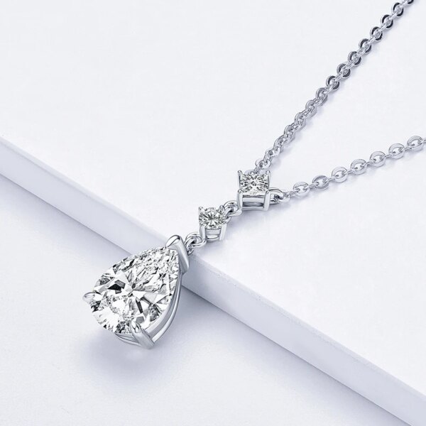 OXTAO 7x10mm 2.0ct Water Drop Moissanite Necklace – Adjustable, 925 Silver