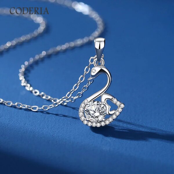 Pass Diamond Test Real 0.5CT Moissanite Swan Necklace GRA Certification S925 Silver Woman Wedding Necklace Premium Jewelry