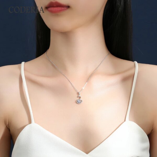 Pass Diamond Test Real 0.5CT Moissanite Swan Necklace GRA Certification S925 Silver Woman Wedding Necklace Premium Jewelry