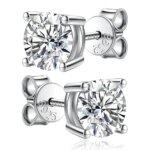 KNOBSPIN 2.0ct Moissanite Stud Earrings – 925 Silver, Lab-Grown Diamond