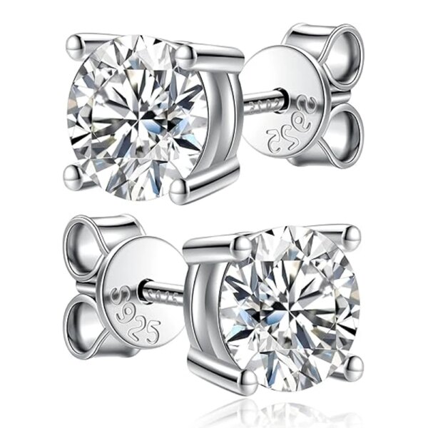 KNOBSPIN 2.0ct Moissanite Stud Earrings – 925 Silver, Lab-Grown Diamond