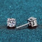 KNOBSPIN 2.0ct Moissanite Stud Earrings – 925 Silver, Lab-Grown Diamond