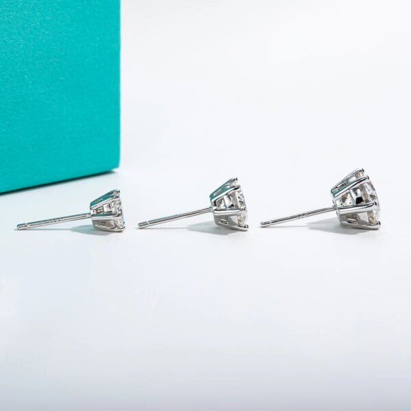 AnuJewel Moissanite Stud Earrings – 1/2/4CT Total, 925 Sterling Silver, Certified