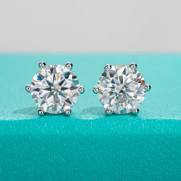 AnuJewel Moissanite Stud Earrings – 1/2/4CT Total, 925 Sterling Silver, Certified