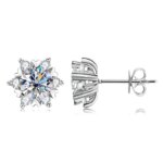 S925 Silver Moissanite Snowflake Earrings – 6-Claw Design
