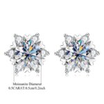 S925 Silver Moissanite Snowflake Earrings – 6-Claw Design