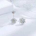 S925 Silver Moissanite Snowflake Earrings – 6-Claw Design