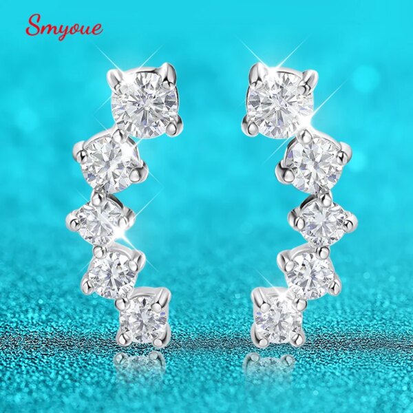 Smyoue 1.16CTTW Gradient Moissanite Stud Earrings – 925 Silver, GRA Certified